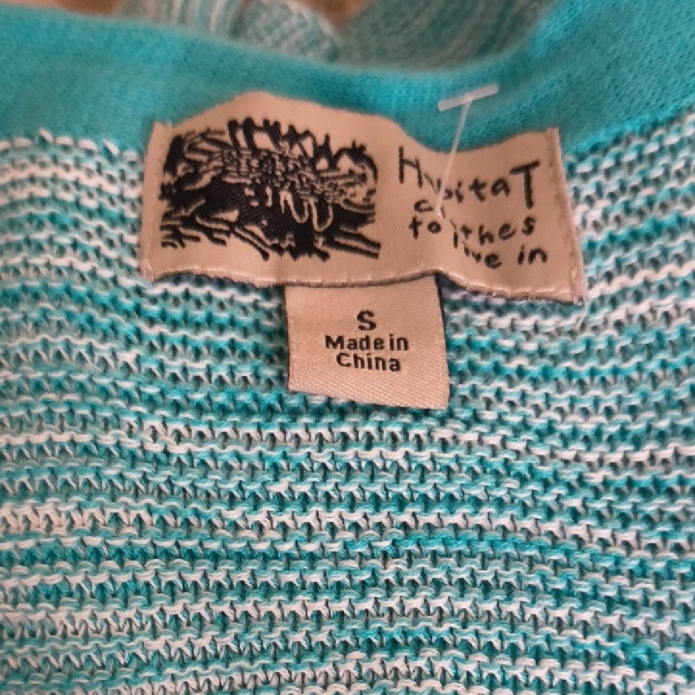 Habitat Turquoise Cardigan with Wooden Buttons Natural Materials Cozy Boho - Picture 15 of 15